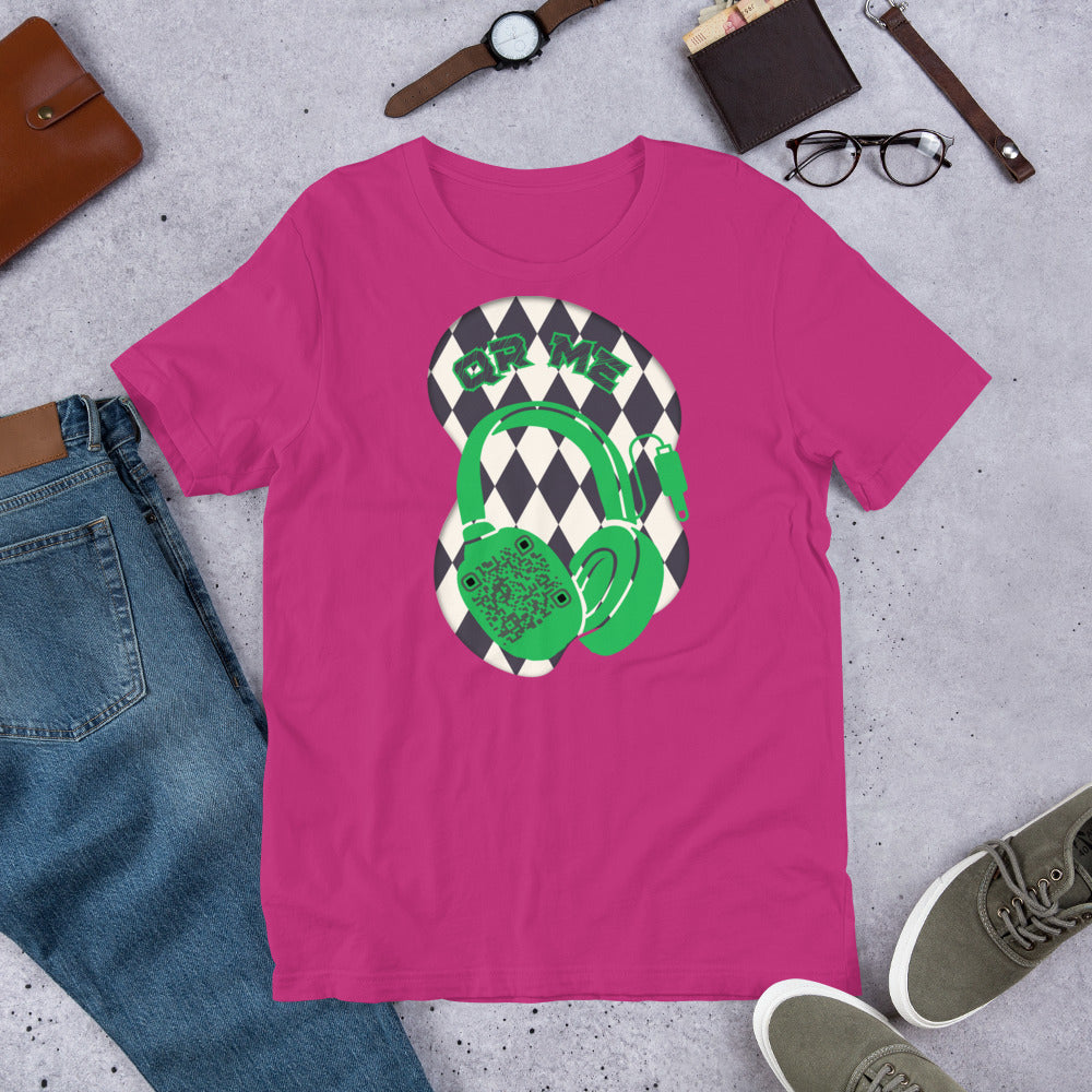 Harlequin QR Code T-Shirt – Share Your Tunes with Flair