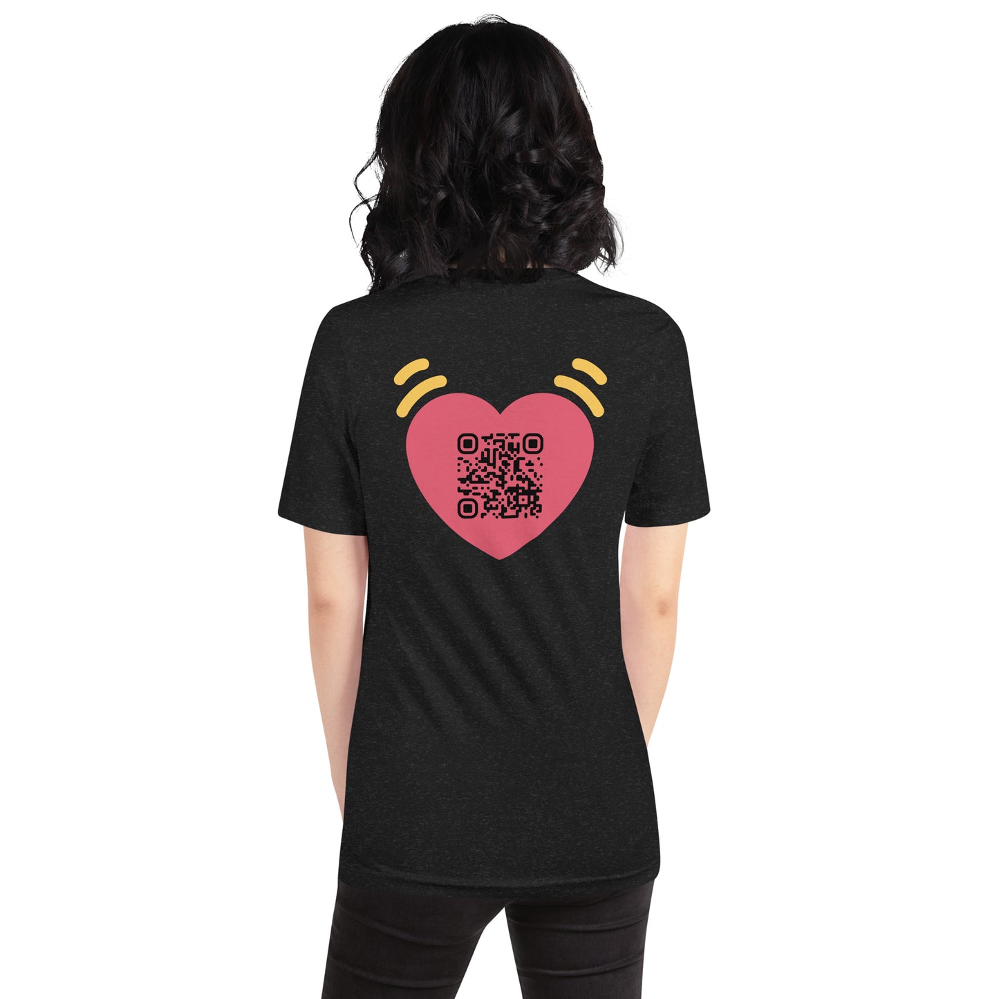 Pink Heart Emoji Personalized QR Code Unisex T-Shirt-QR GEAR STORE