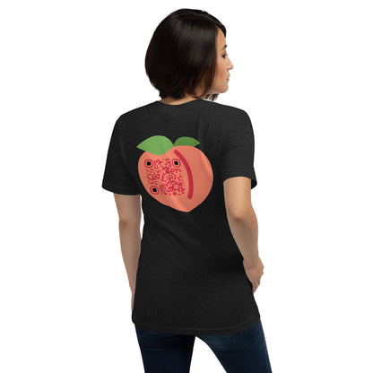 Peach Emoji Emoji Personalized QR Code Unisex T-Shirt-Black Heather-QR GEAR STORE