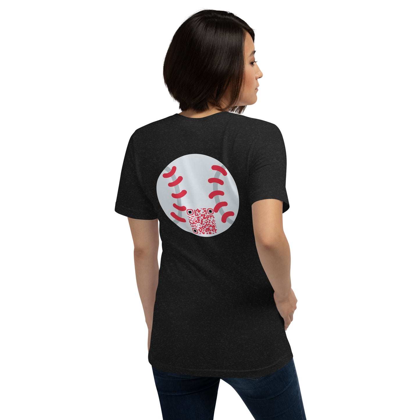 Baseball Emoji Personalized QR Code Unisex T-Shirt-Black Heather-QR GEAR STORE