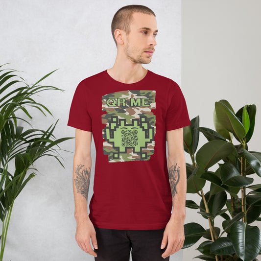 Green Camo Alien QR Code T-Shirt – For Gamers and Digital Creators