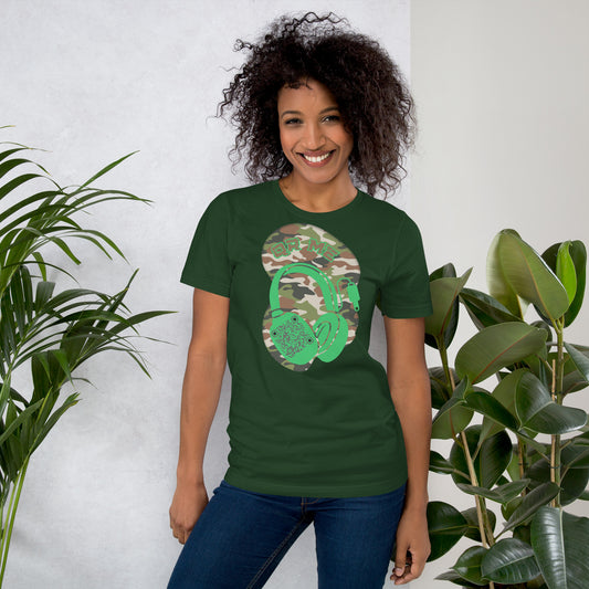 Green Camo QR Code T-Shirt – Share Your Music in Style