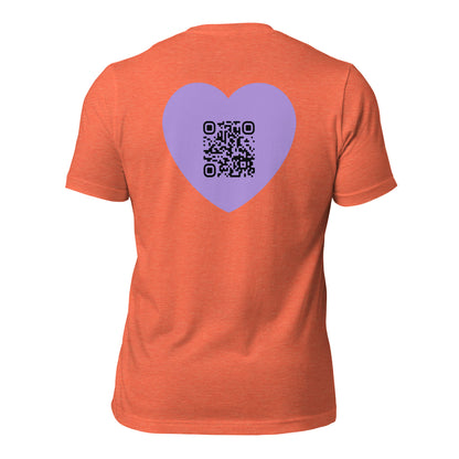 Purple Heart Emoji Personalized QR Code Unisex T-Shirt-QR GEAR STORE