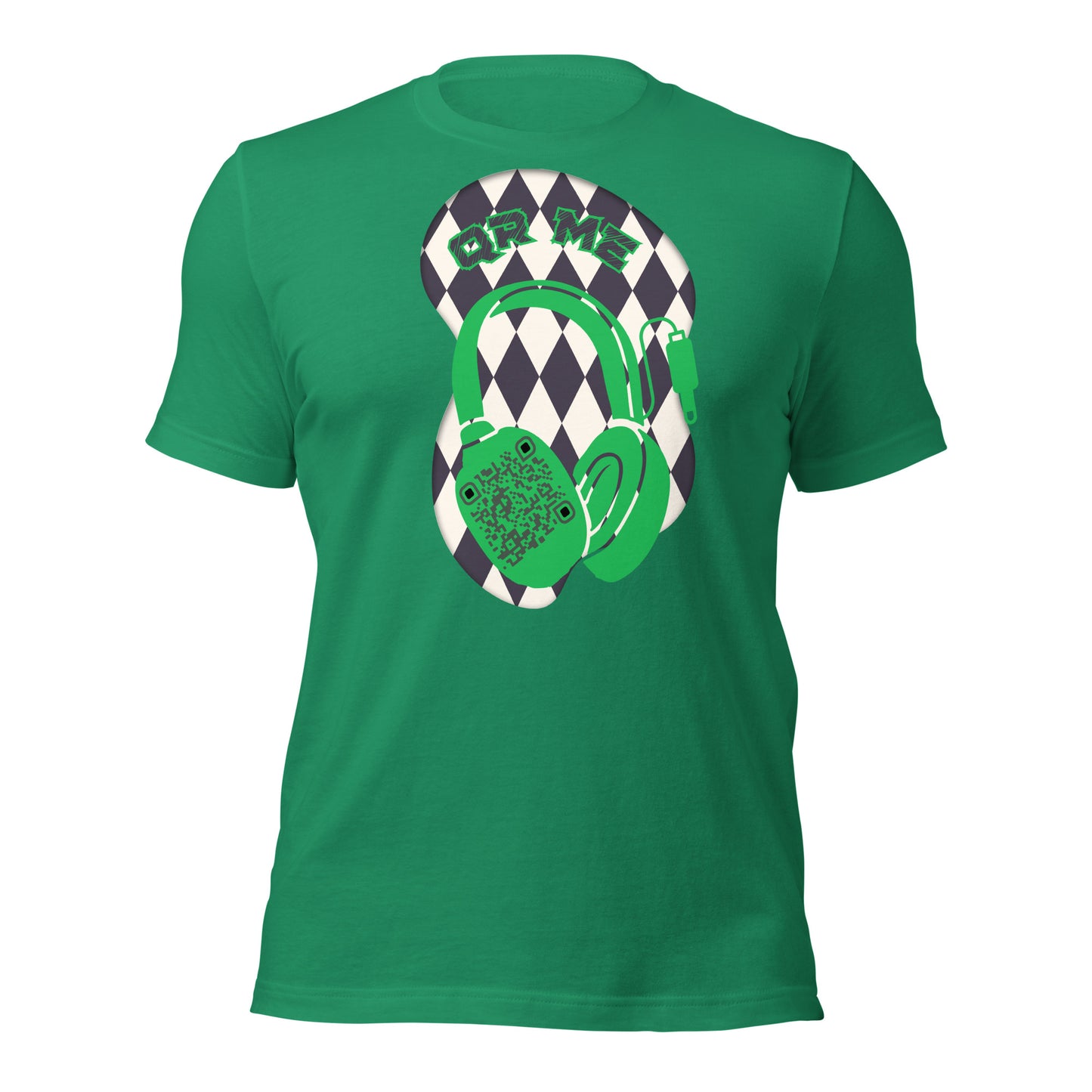 Harlequin QR Code T-Shirt – Share Your Tunes with Flair