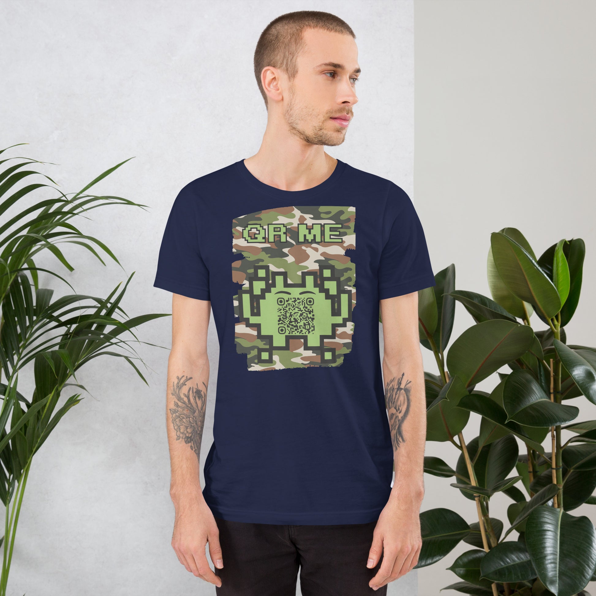 Green Camo Alien QR Code T-Shirt – For Gamers and Digital Creators