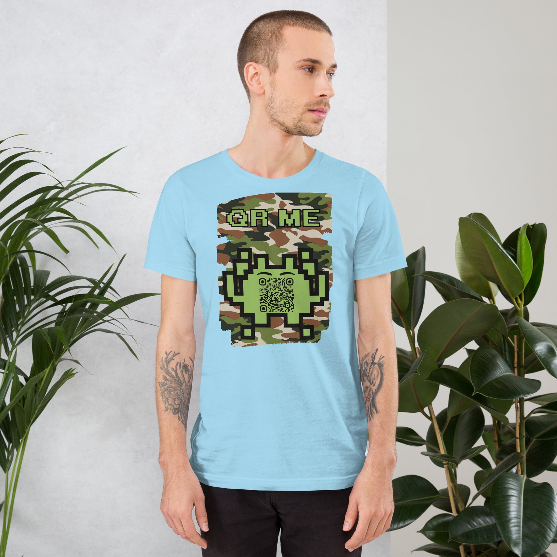 Green Camo Alien QR Code T-Shirt – For Gamers and Digital Creators