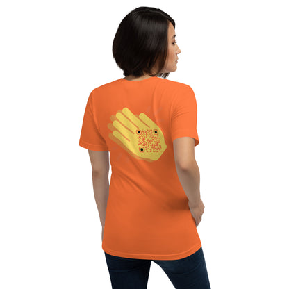 Wave Emoji Personalized QR Code Unisex T-Shirt-Orange-QR GEAR STORE