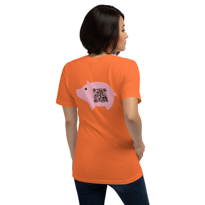 Cute Pig Emoji Personalized QR Code Unisex T-Shirt-Orange-QR GEAR STORE