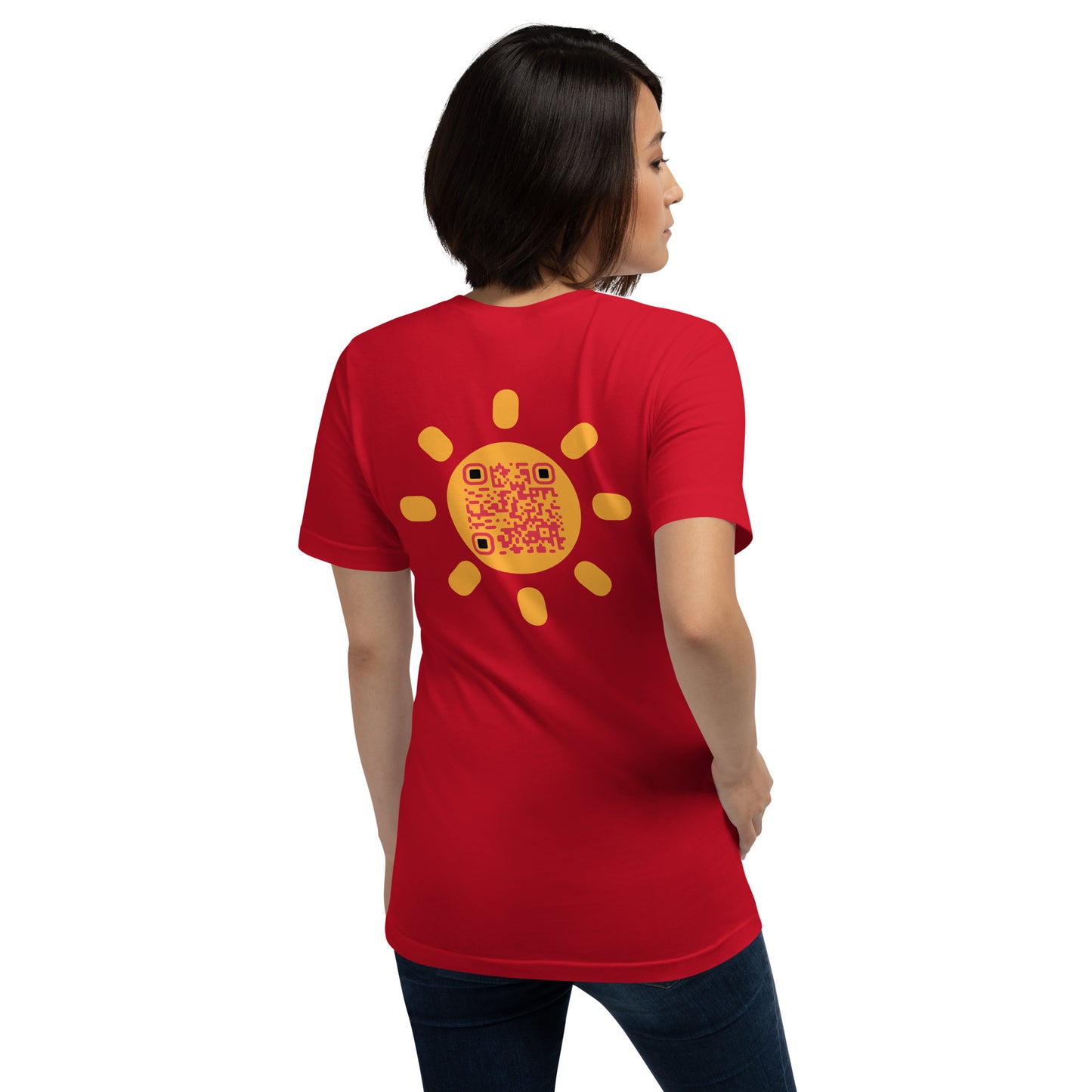 Sunshine Emoji Personalized QR Code Unisex T-Shirts-Red-QR GEAR STORE