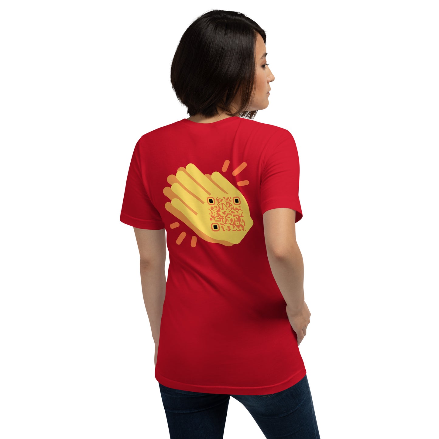 Wave Emoji Personalized QR Code Unisex T-Shirt-Red-QR GEAR STORE