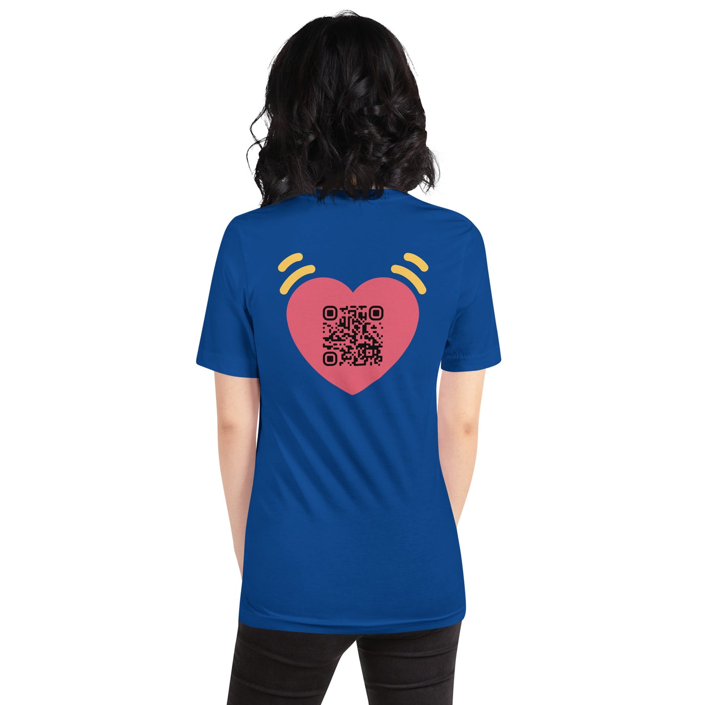 Pink Heart Emoji Personalized QR Code Unisex T-Shirt-QR GEAR STORE