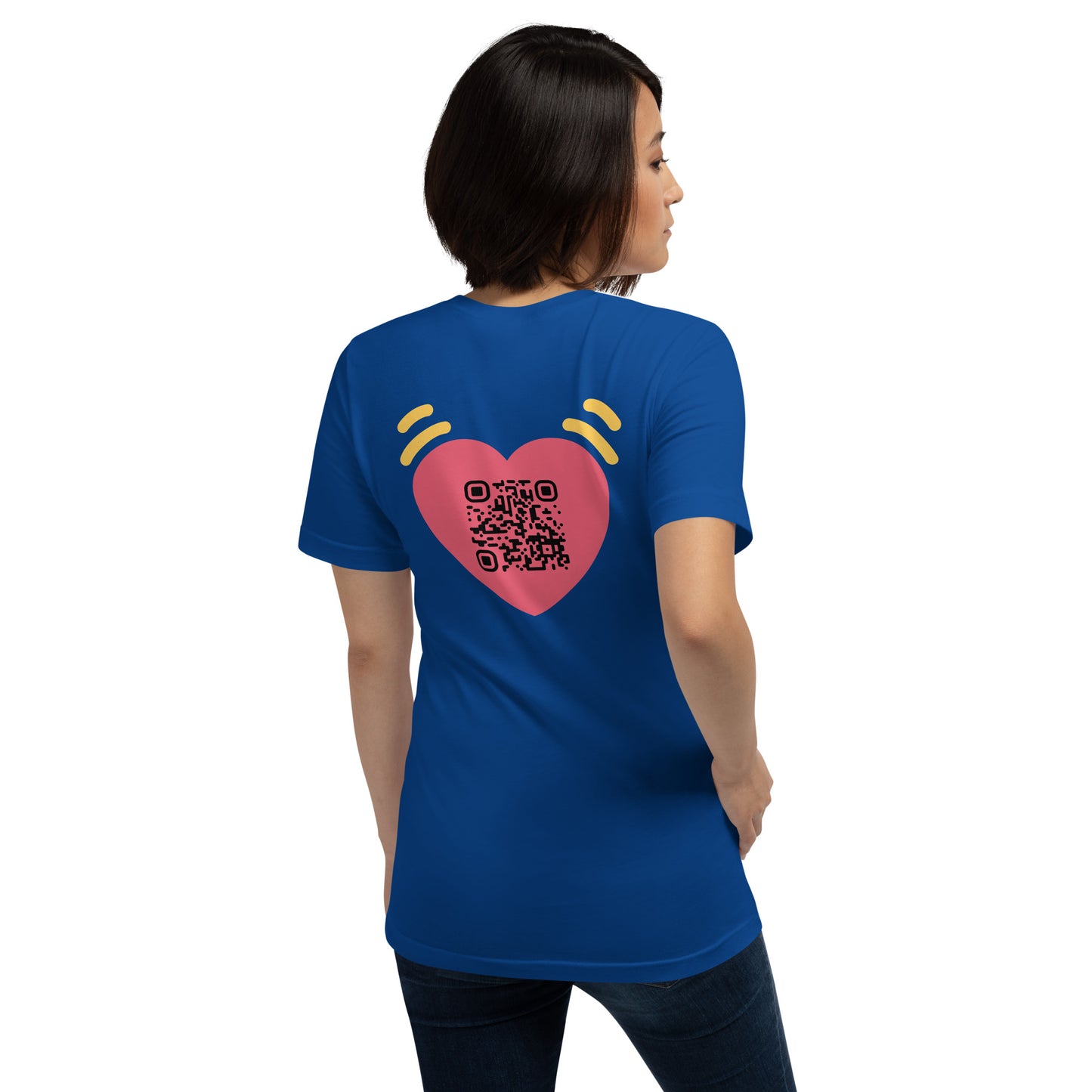 Pink Heart Emoji Personalized QR Code Unisex T-Shirt-True Royal-QR GEAR STORE