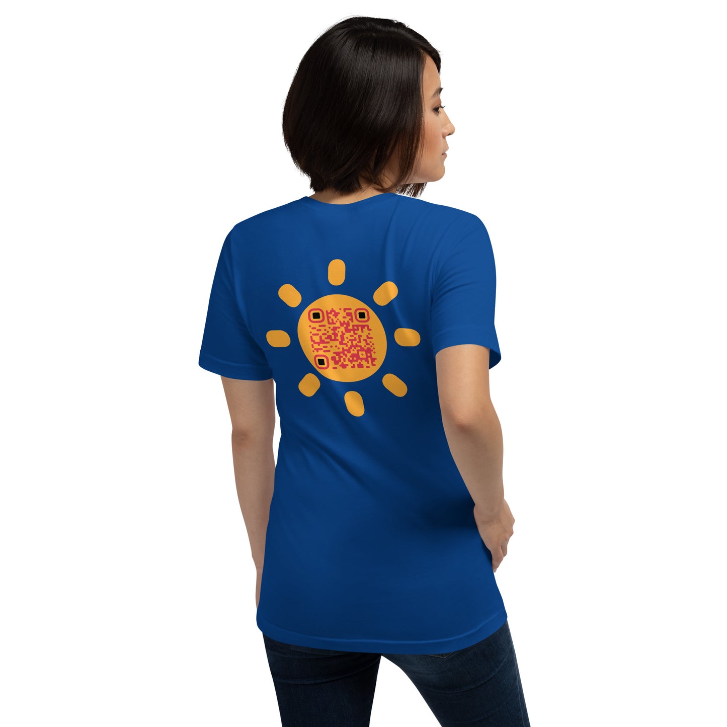 Sunshine Emoji Personalized QR Code Unisex T-Shirts-True Royal-QR GEAR STORE