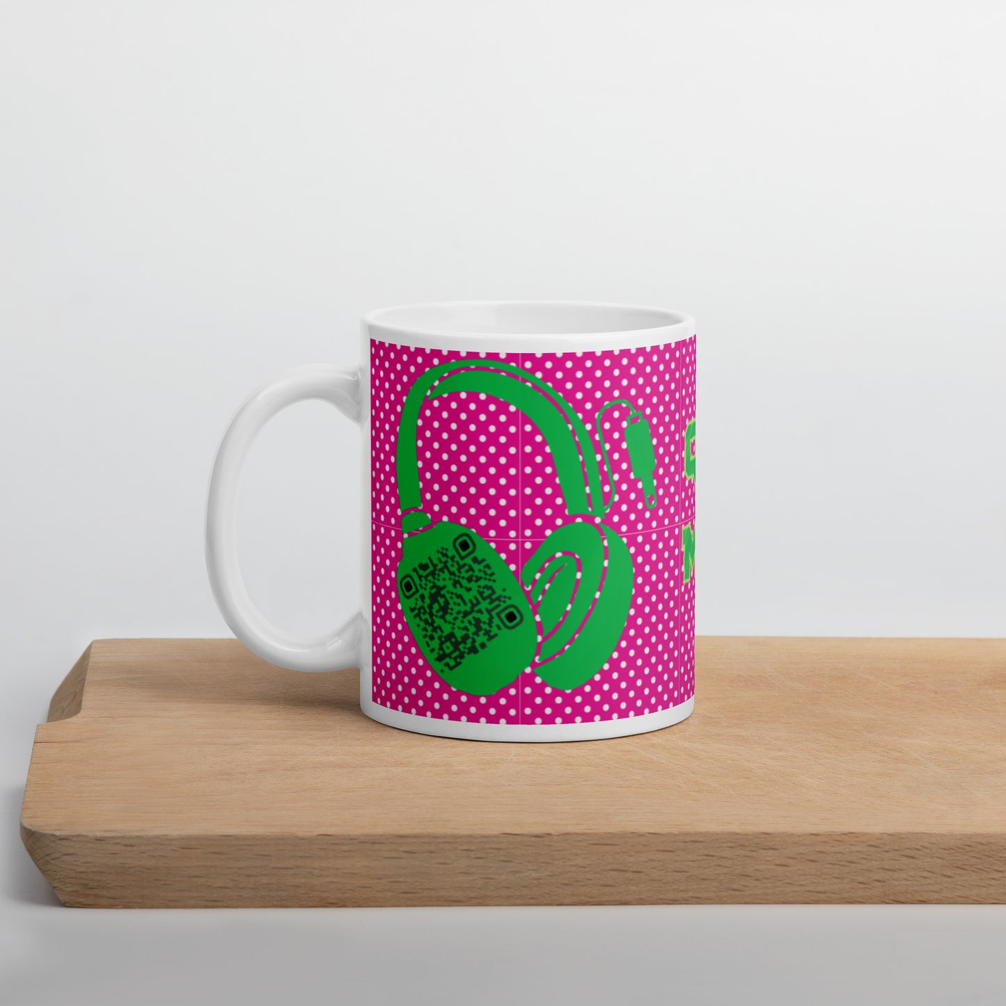 Custom QR Code Mug Polka Dot Design – Share Your Music