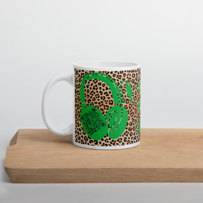 Custom QR Code Mug with Quirky Leopard Print – Share Your Playlist