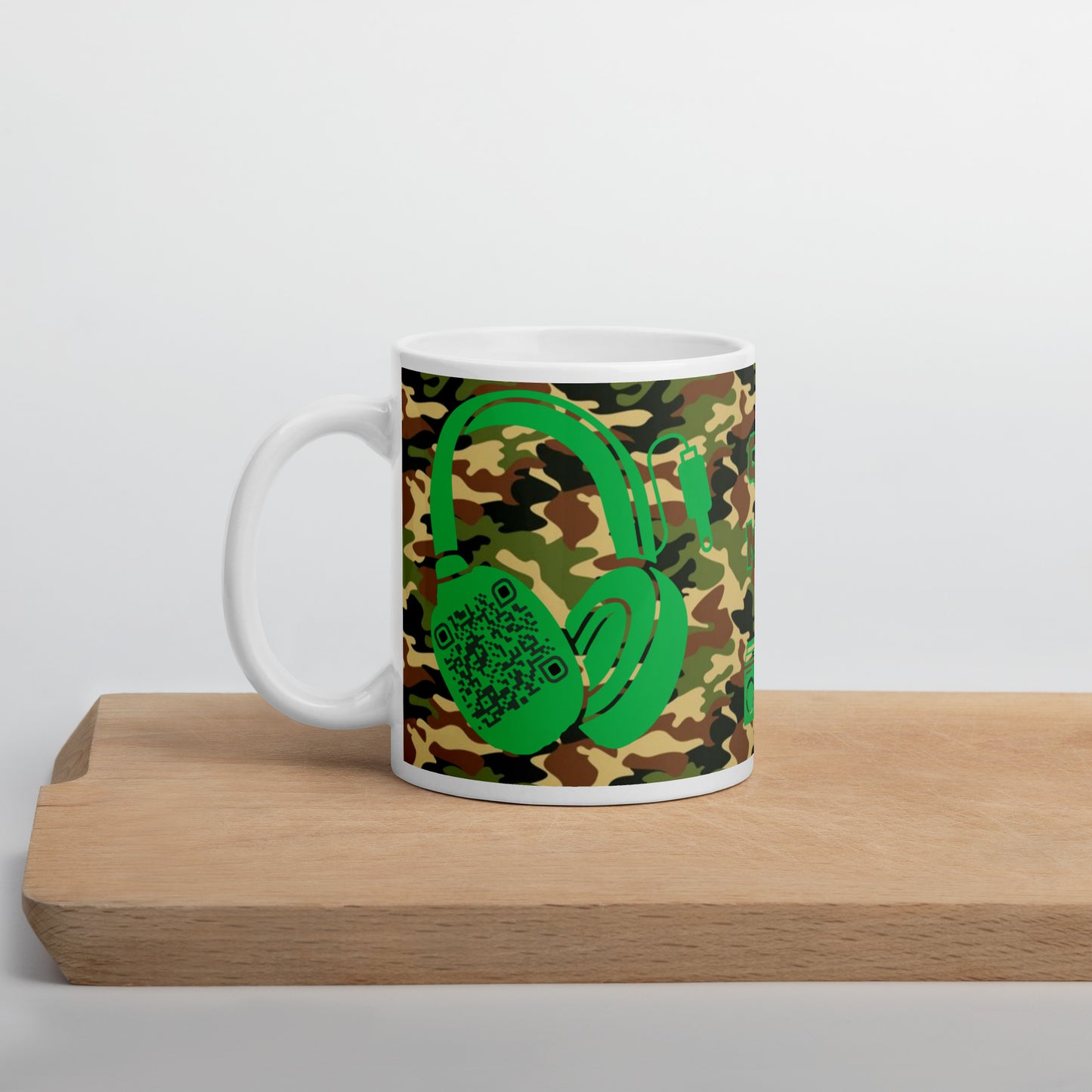 Personalized Camouflage QR Code Mug – Music Sharing Made Easy