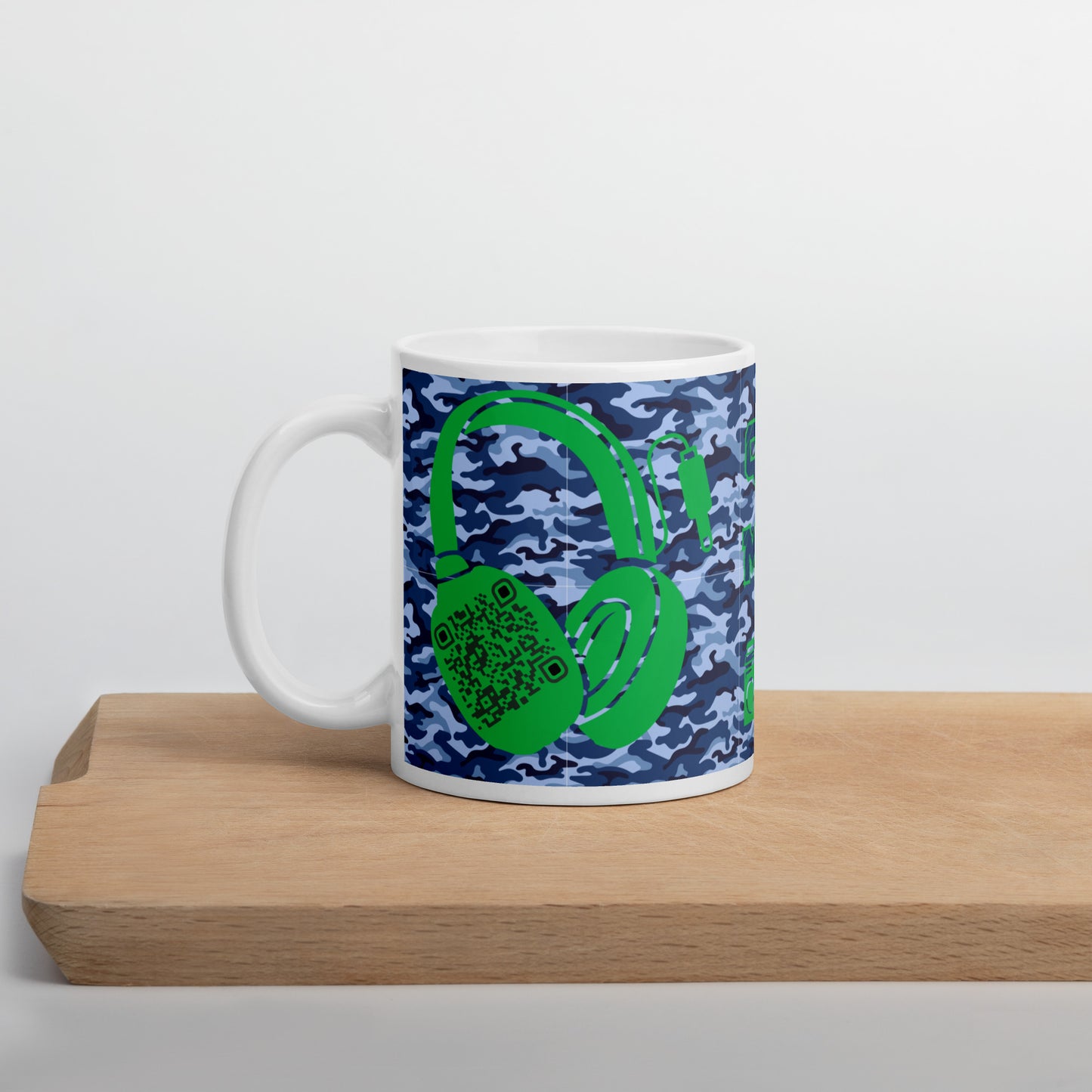 Personalized QR Code Blue Camo Mug – Share Your Music