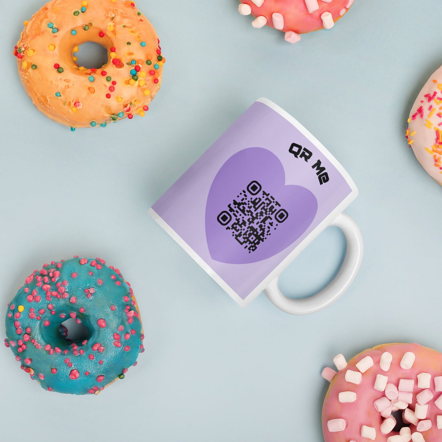 Purple Heart Alien Emoji QR Code Me mug-QR GEAR STORE