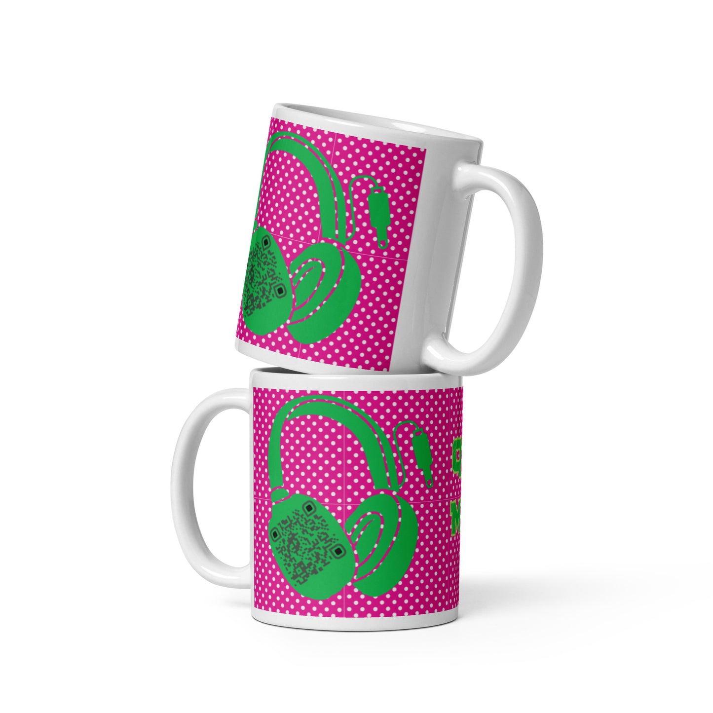 Custom QR Code Mug Polka Dot Design – Share Your Music