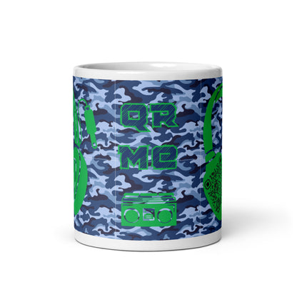 Personalized QR Code Blue Camo Mug – Share Your Music