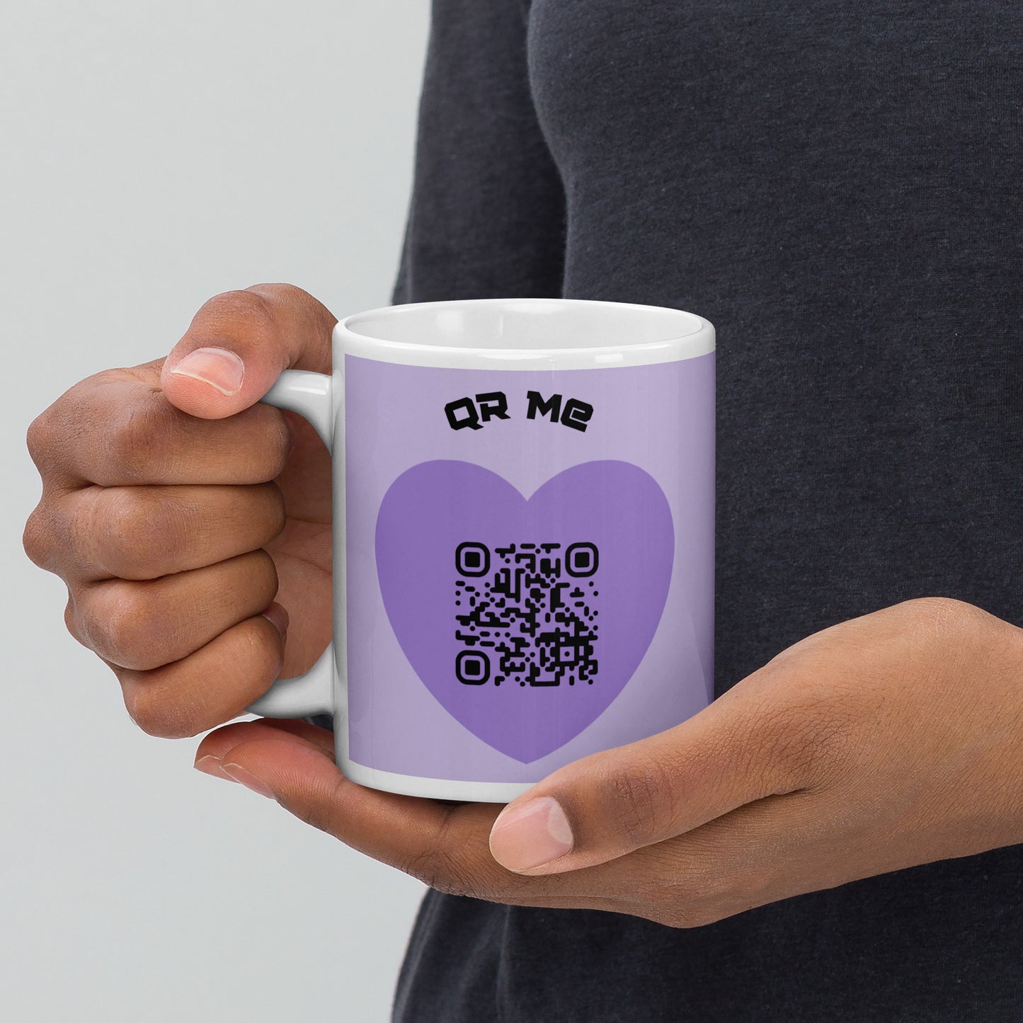 Purple Heart Alien Emoji QR Code Me mug-QR GEAR STORE