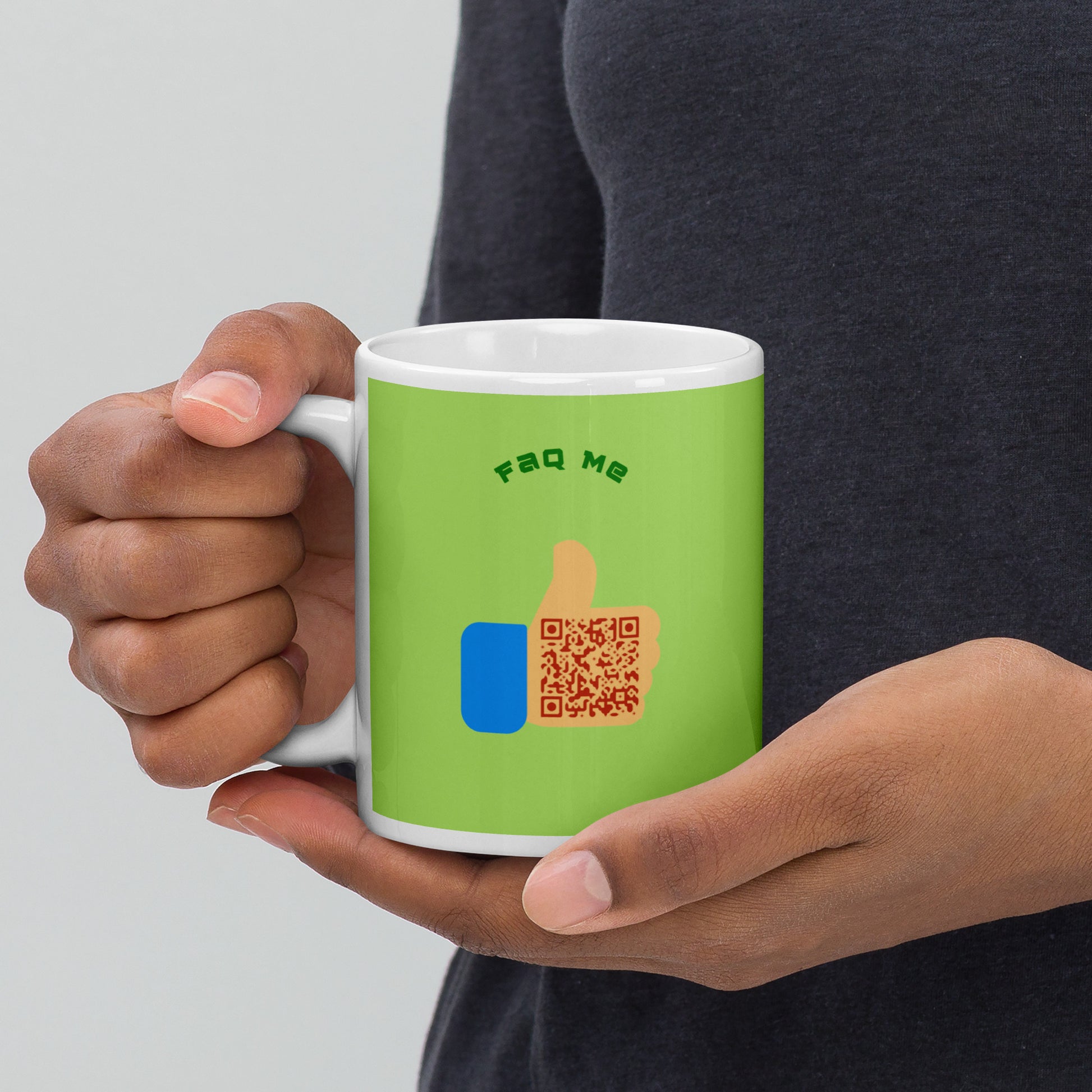 FAQ Me Personalized QR Code Acid Green Mug-QR GEAR STORE