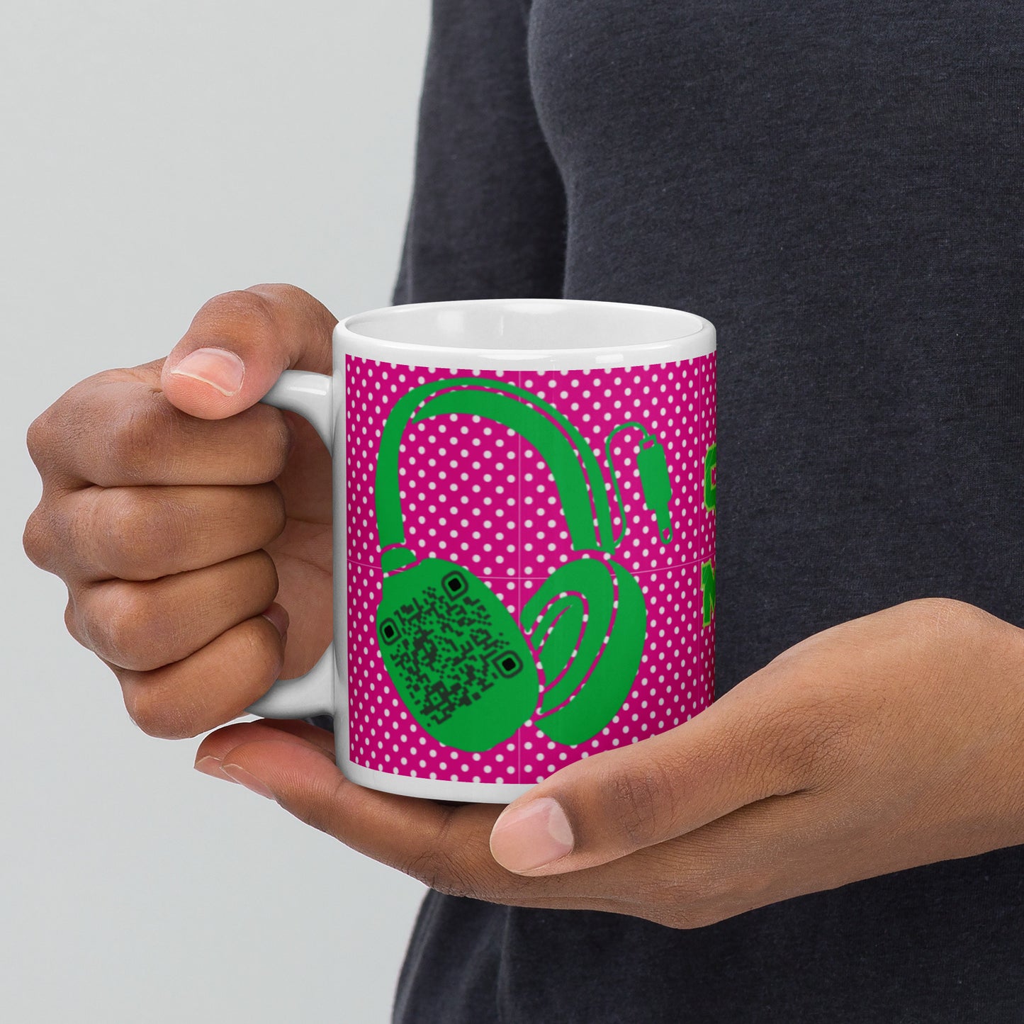 Custom QR Code Mug Polka Dot Design – Share Your Music