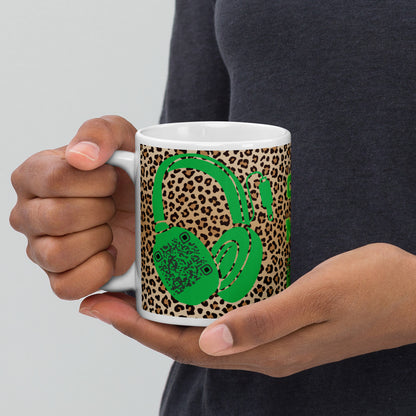 Custom QR Code Mug with Quirky Leopard Print – Share Your Playlist