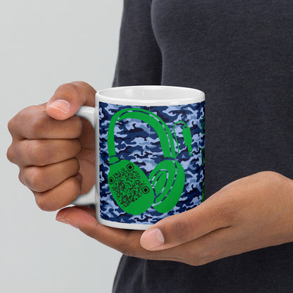 Personalized QR Code Blue Camo Mug – Share Your Music