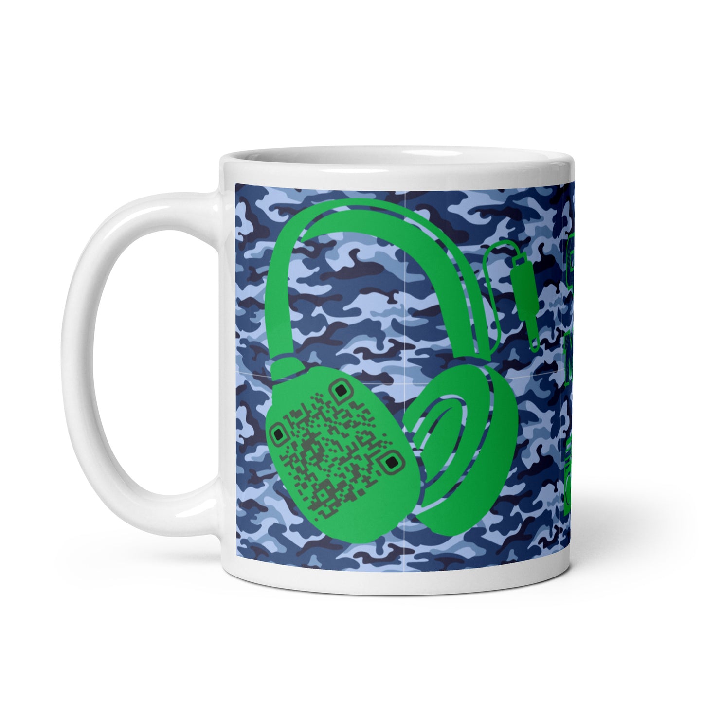 Personalized QR Code Blue Camo Mug – Share Your Music