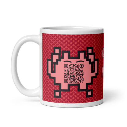 Red Alien Emoji QR Code Mug – Share Your Gaming World