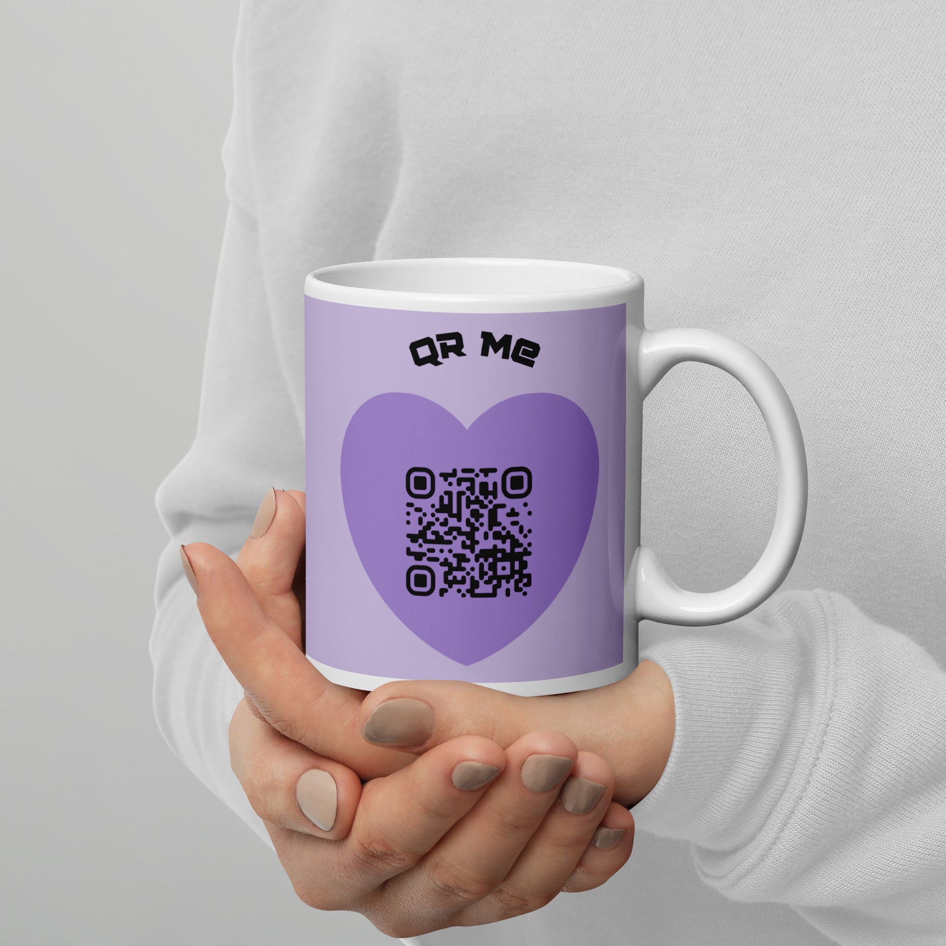 Purple Heart Alien Emoji QR Code Me mug-QR GEAR STORE