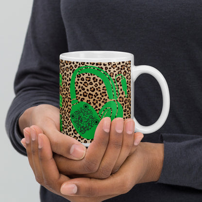 Custom QR Code Mug with Quirky Leopard Print – Share Your Playlist