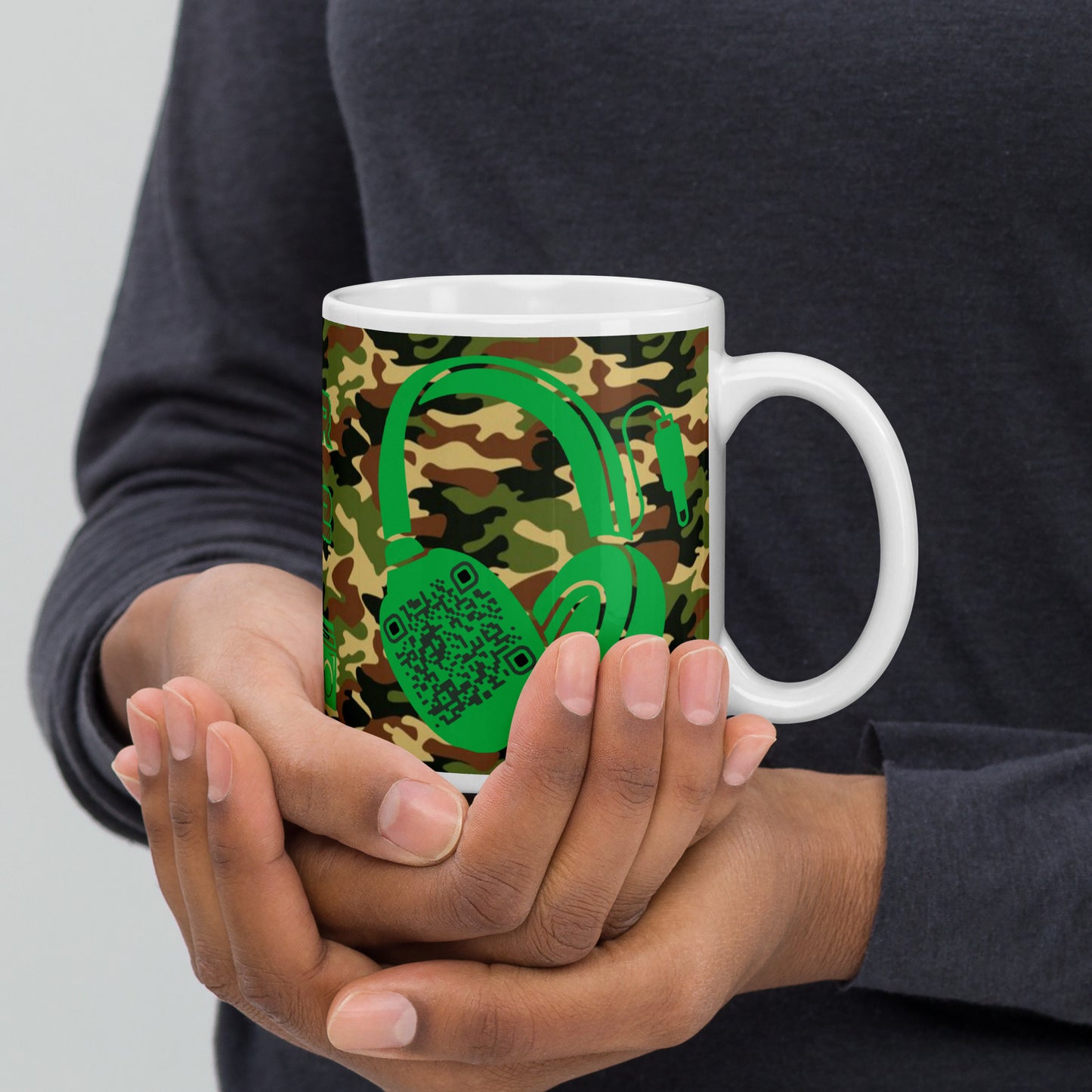 Personalized Camouflage QR Code Mug – Music Sharing Made Easy