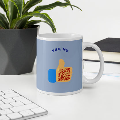 FAQ Me Personalized QR Code Powder Blue Mug-QR GEAR STORE