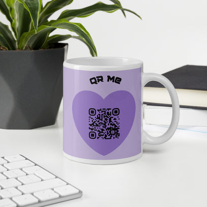 Purple Heart Alien Emoji QR Code Me mug-QR GEAR STORE