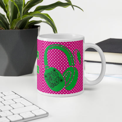 Custom QR Code Mug Polka Dot Design – Share Your Music