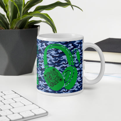 Personalized QR Code Blue Camo Mug – Share Your Music