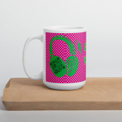 Custom QR Code Mug Polka Dot Design – Share Your Music