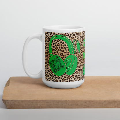 Custom QR Code Mug with Quirky Leopard Print – Share Your Playlist