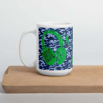 Personalized QR Code Blue Camo Mug – Share Your Music