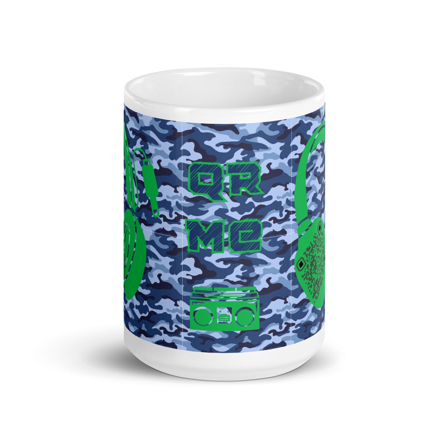 Personalized QR Code Blue Camo Mug – Share Your Music