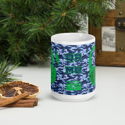 Personalized QR Code Blue Camo Mug – Share Your Music