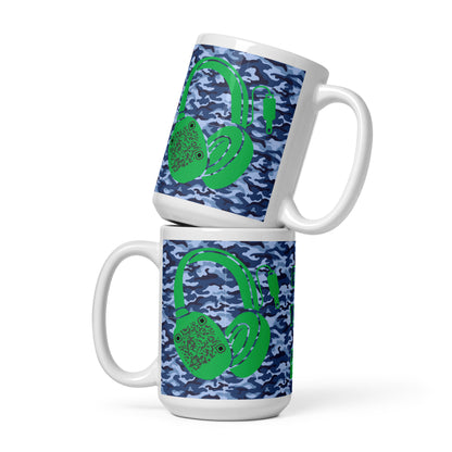 Personalized QR Code Blue Camo Mug – Share Your Music