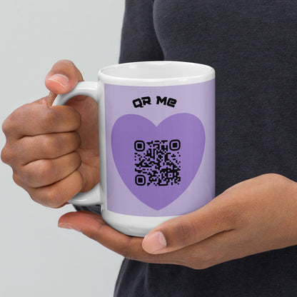 Purple Heart Alien Emoji QR Code Me mug-QR GEAR STORE