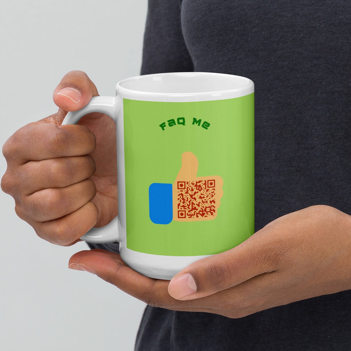 FAQ Me Personalized QR Code Acid Green Mug-QR GEAR STORE