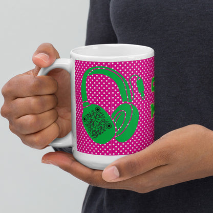 Custom QR Code Mug Polka Dot Design – Share Your Music