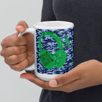 Personalized QR Code Blue Camo Mug – Share Your Music