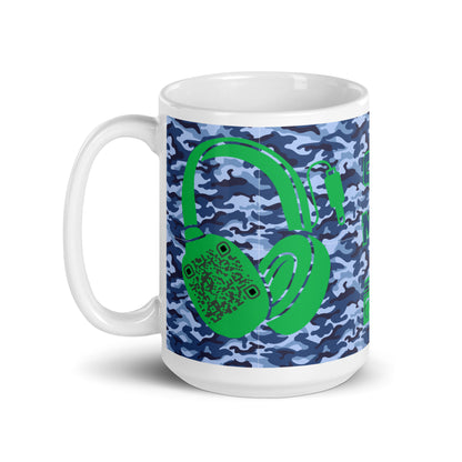 Personalized QR Code Blue Camo Mug – Share Your Music