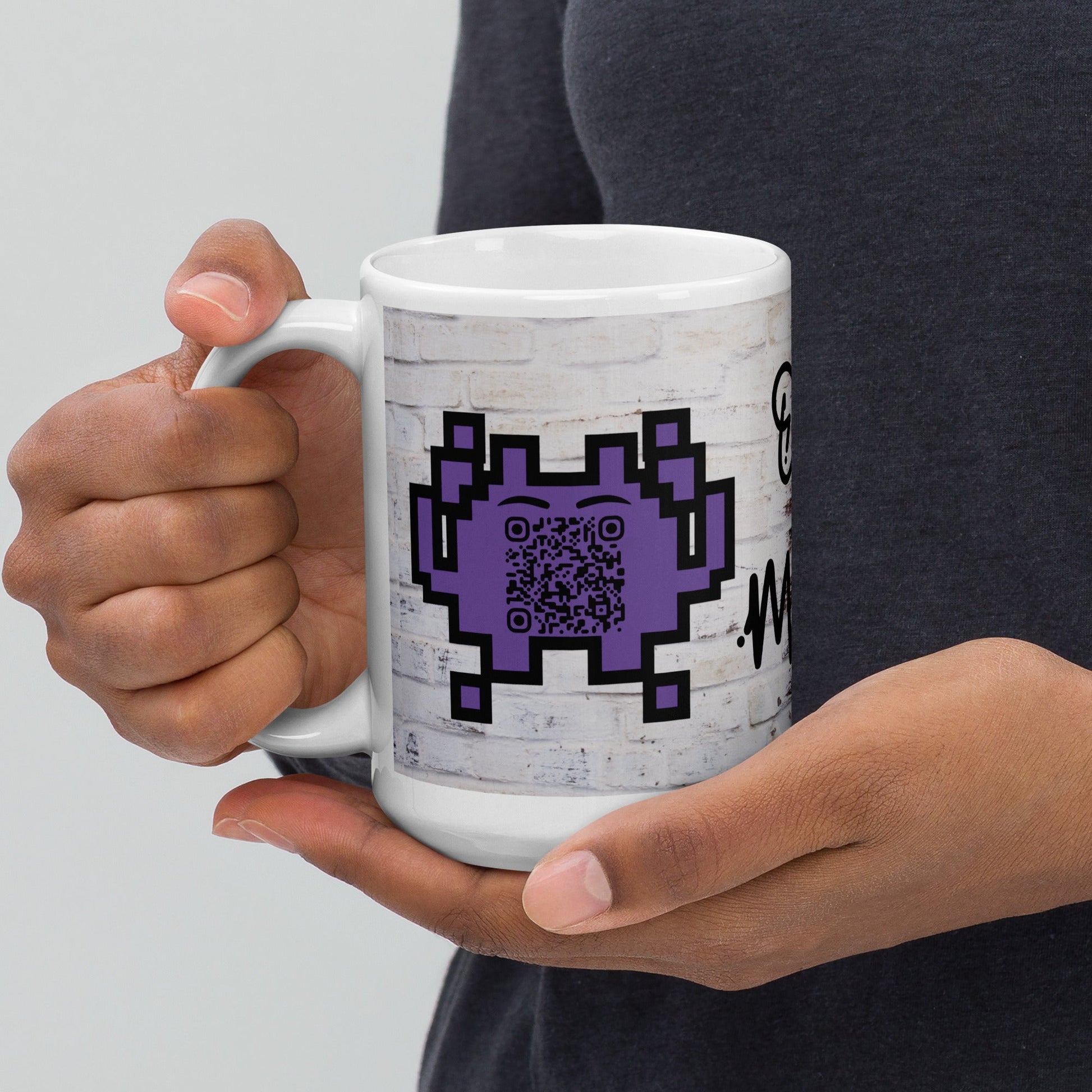 Graffiti Wall Alien Emoji QR Code Mug - For The Gamers
